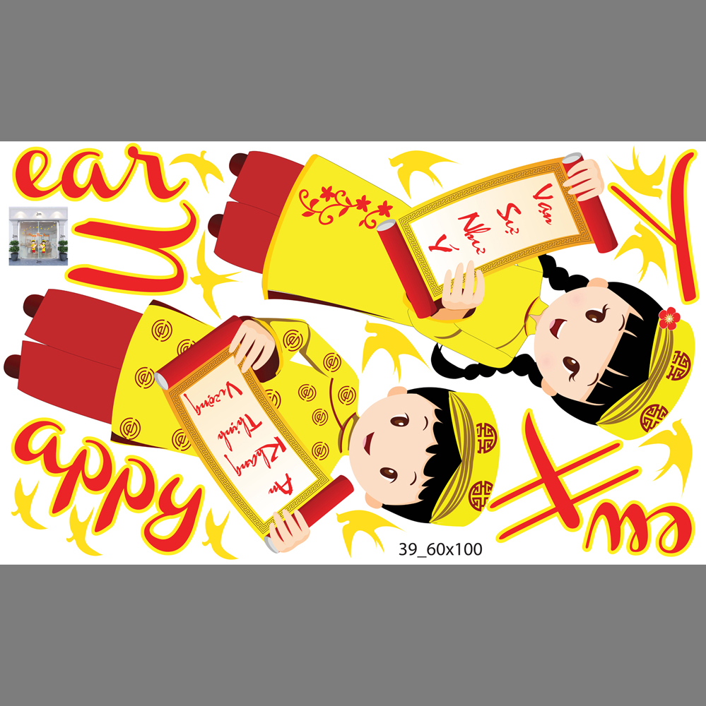 Decal trang trí tết xuân 2020 combo số 8