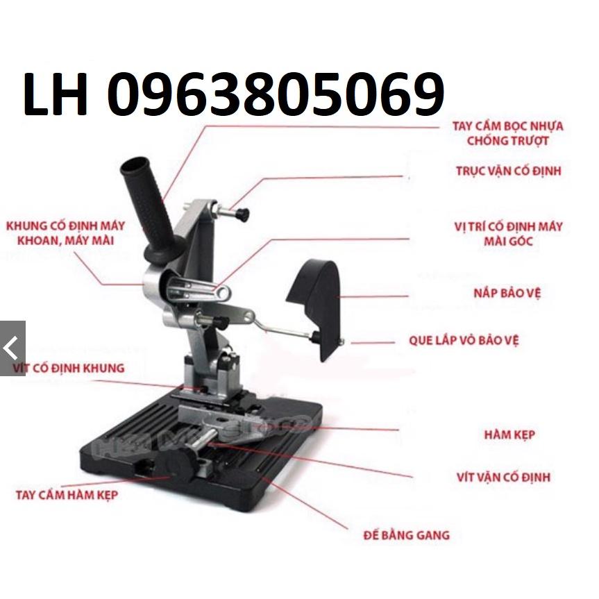 Khung Đế Kẹp Máy Mài Cằm Tay Thành Máy Cắt Bàn Mini