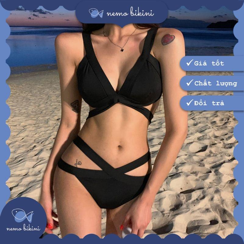 Bikini đi biển, đồ bơi nữ sexy 2 mảnh tôn dáng cá tính đen Nemo Bikini - B42