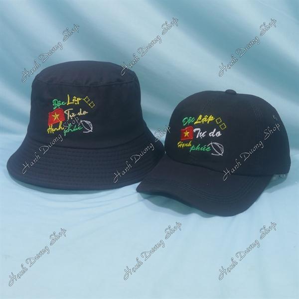 Set Nón Cặp Bucket & Cap Độc Lập Tự Do Hạnh Phúc (TDH01); (KDL01) - Đen