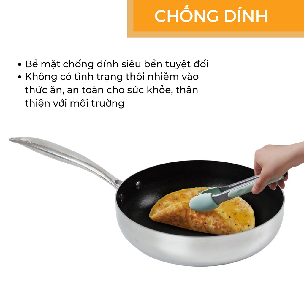 Chảo chống dính Inox có từ 3 kích thước 24 26 28cm  - thương hiệu Hare - lỗi 1 đổi 1