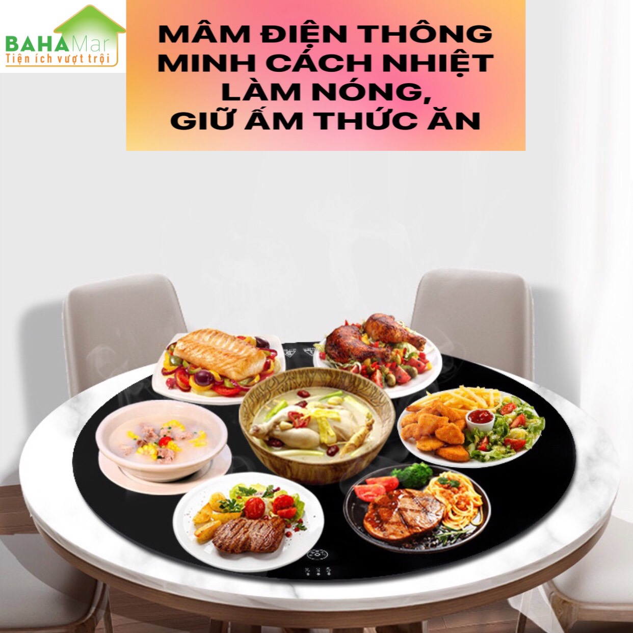 MÂM ĐIỆN TRÒN THÔNG MINH CÁCH NHIỆT LÀM NÓNG GIỮ ẤM THỨC ĂN 60 CM BAHAMAR làm nóng thức ăn trong suốt bữa ăn giữ ấm đến cuối cùng bữa ăn.