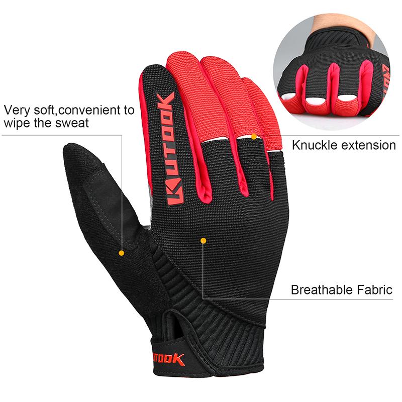 Găng tay thể thao ngoài trời Găng tay thể dục Găng tay Long Finger Winter Windproof Cycling Bike Găng tay MTB Đường Găng tay xe đạp KF401 Color: Black Size: XXL