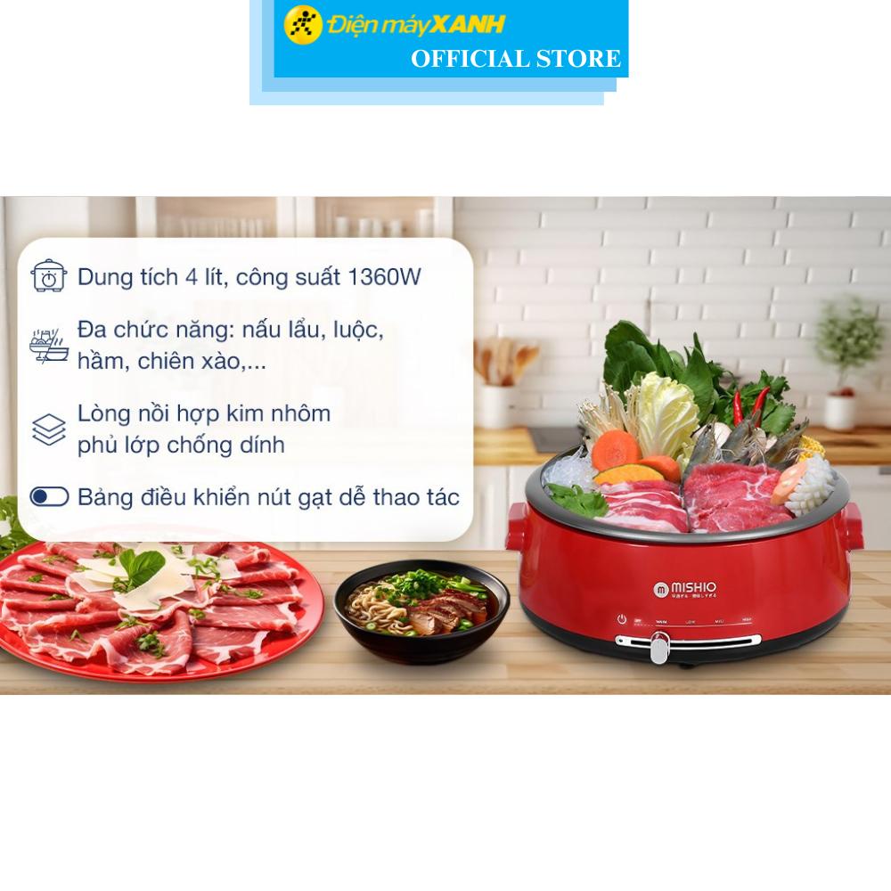 Nồi lẩu điện Mishio MK-348 4 lít - Hàng Chính Hãng