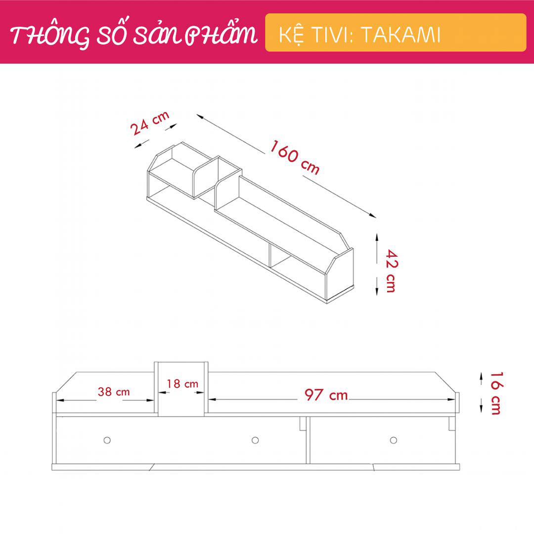 Kệ tivi treo tường đẹp SMLIFE Takami