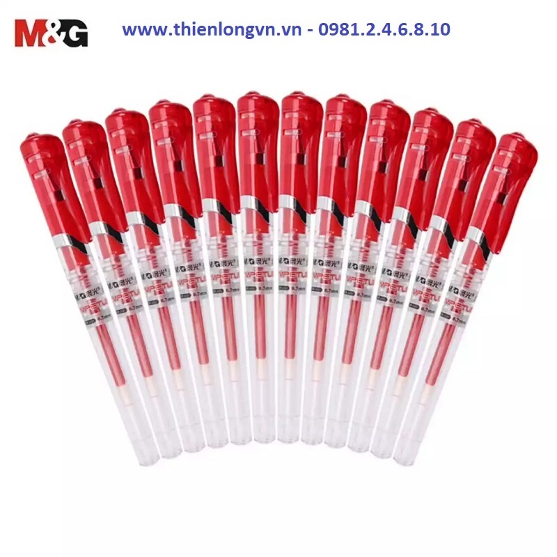 Hộp 12 cây Bút nước - bút gel 0.7mm M&G - GP1111 màu đỏ