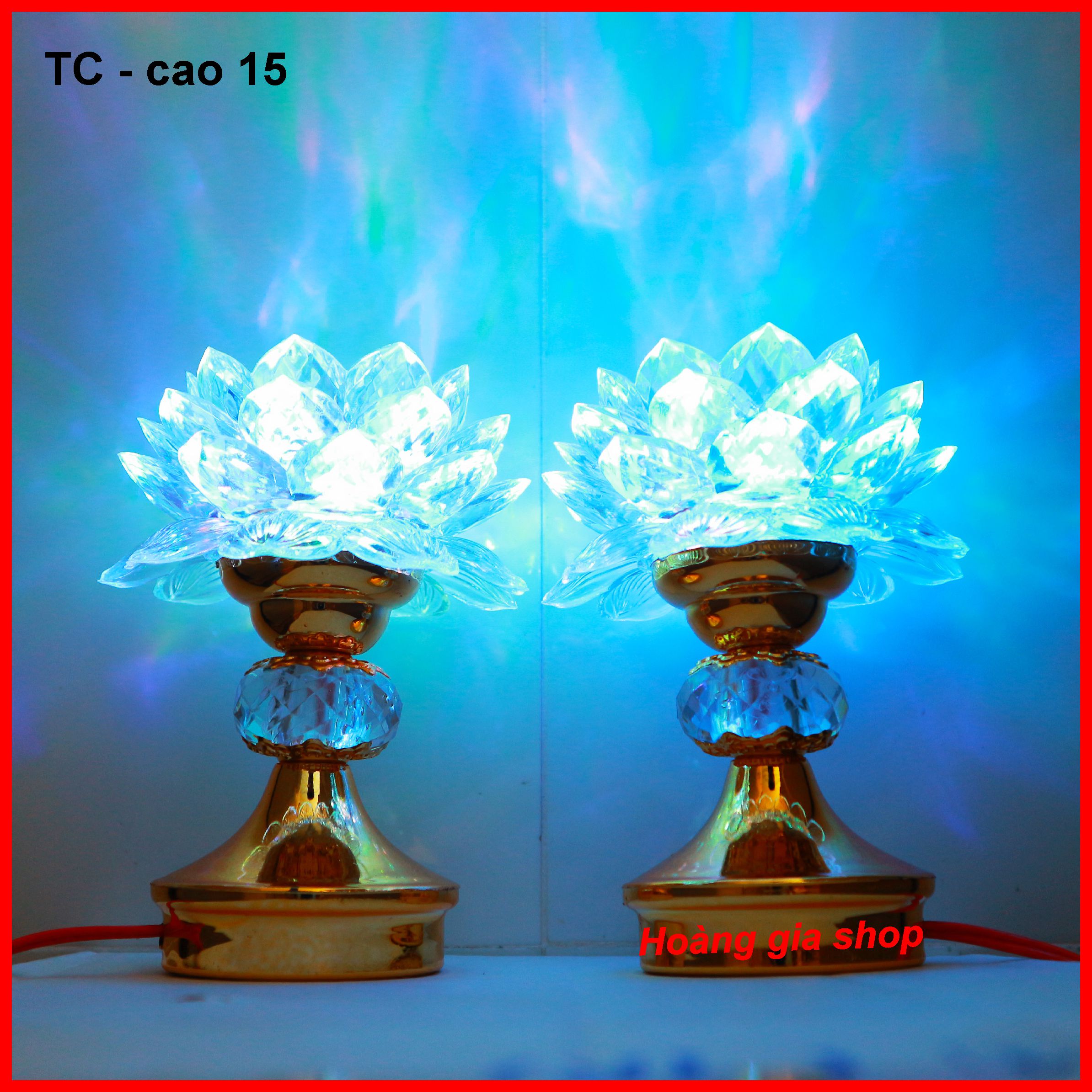 Đôi đèn thờ đổi màu cao 15cm đèn thờ led,đèn thờ thần tài,đèn cúng phật