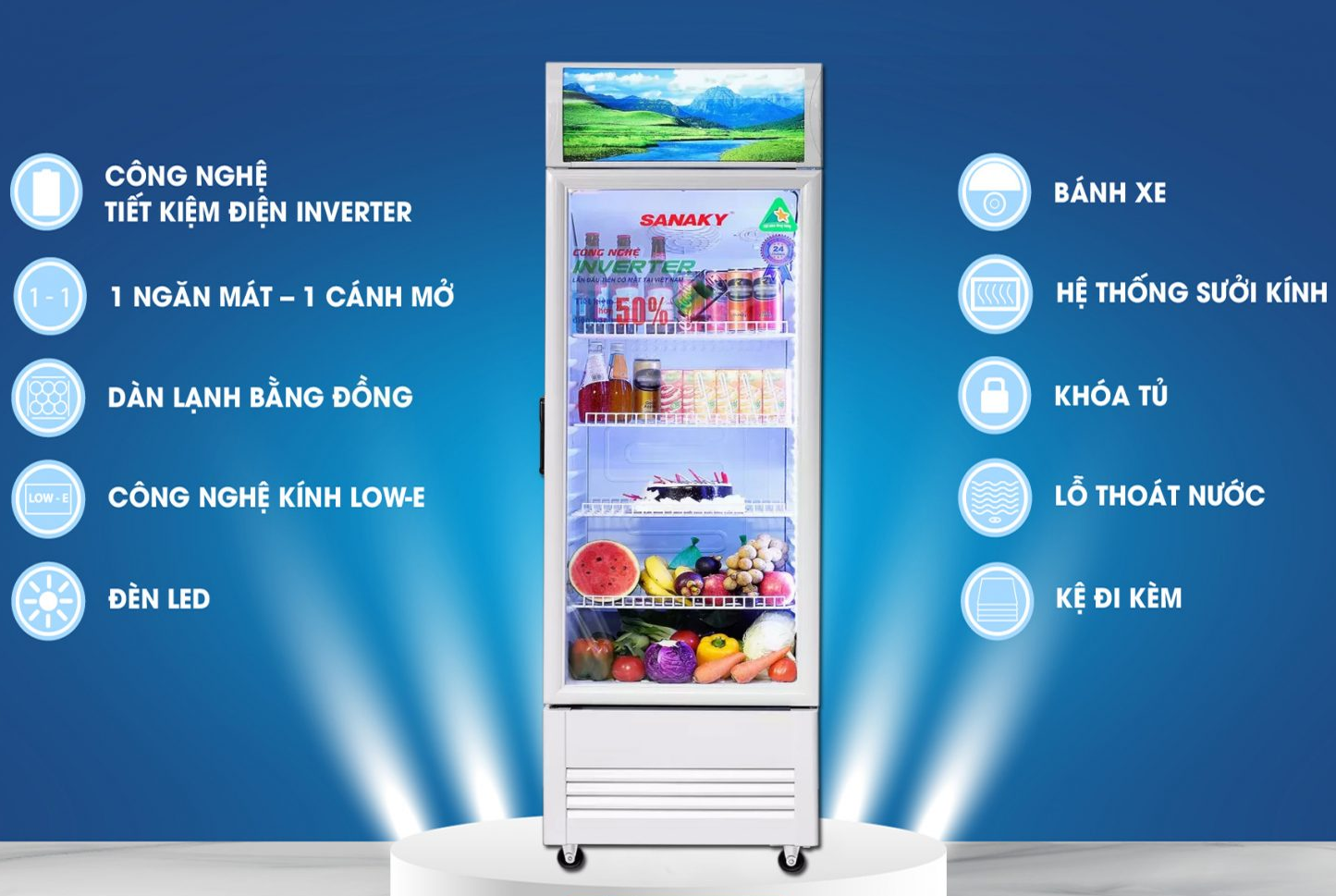 Tủ mát Sanaky VH-3589K3 Inverter 300L - Hàng chính hãng (chỉ giao HCM)