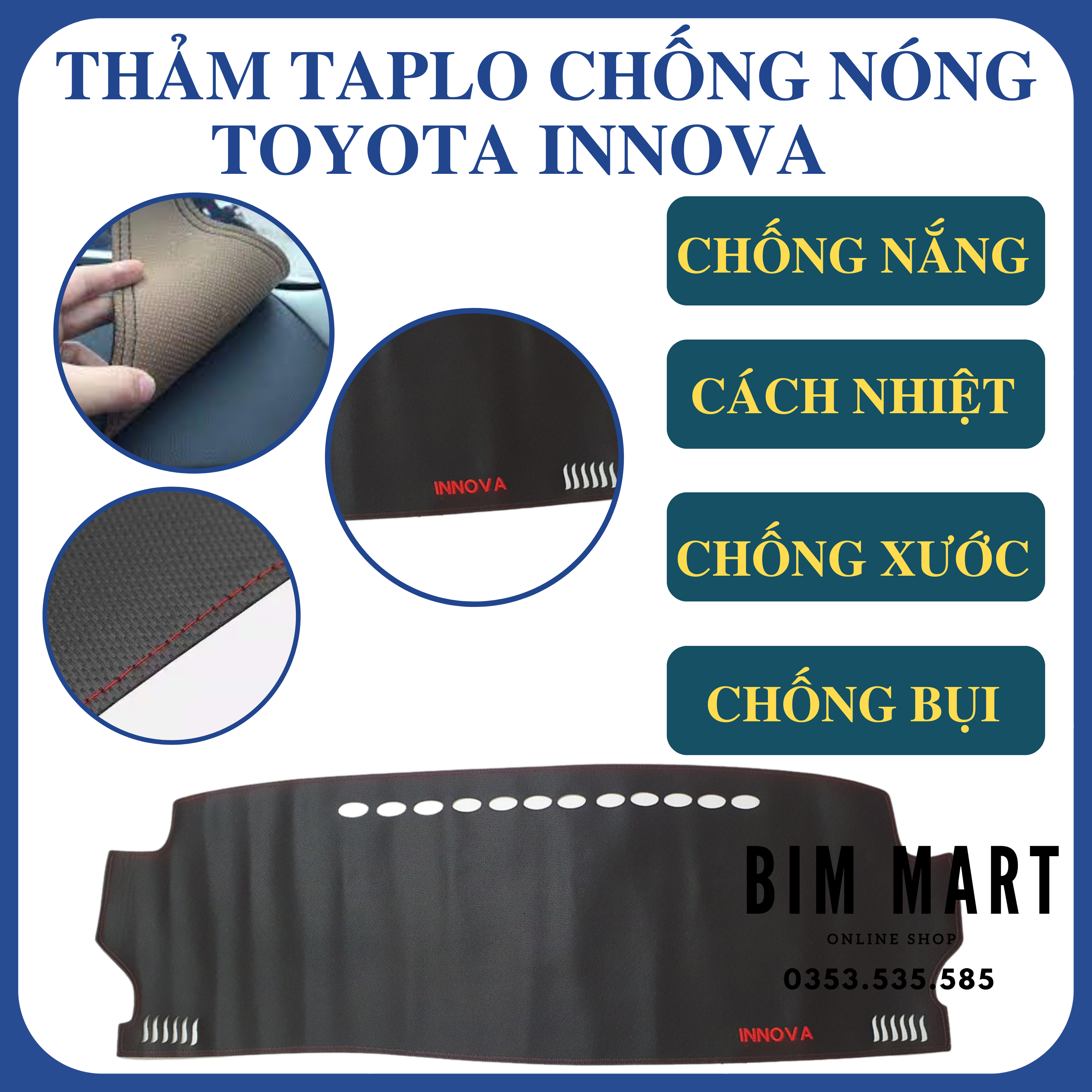 Thảm Taplo Chống Nóng Dành Cho Toyota Innova Cao Cấp 3 Lớp Chống Trượt