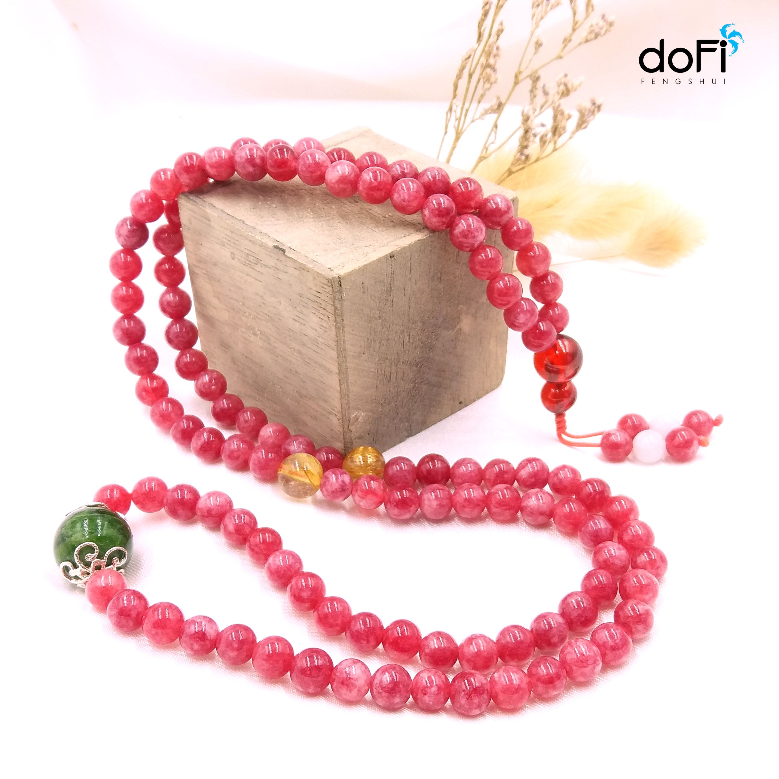 TRÀNG HẠT MÃ NÃO ĐỎ SỮA PHỐI ĐÁ DIOPSIDE