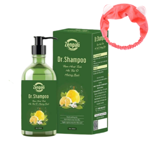 Dầu gội than hoạt tính Dr. Shampoo kích mọc tóc, ngăn tóc gãy rụng, Tặng kèm băng đô thời trang