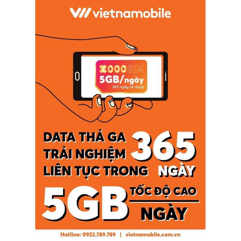 Sim Vietnamobile 2000 - 5GB/ngày