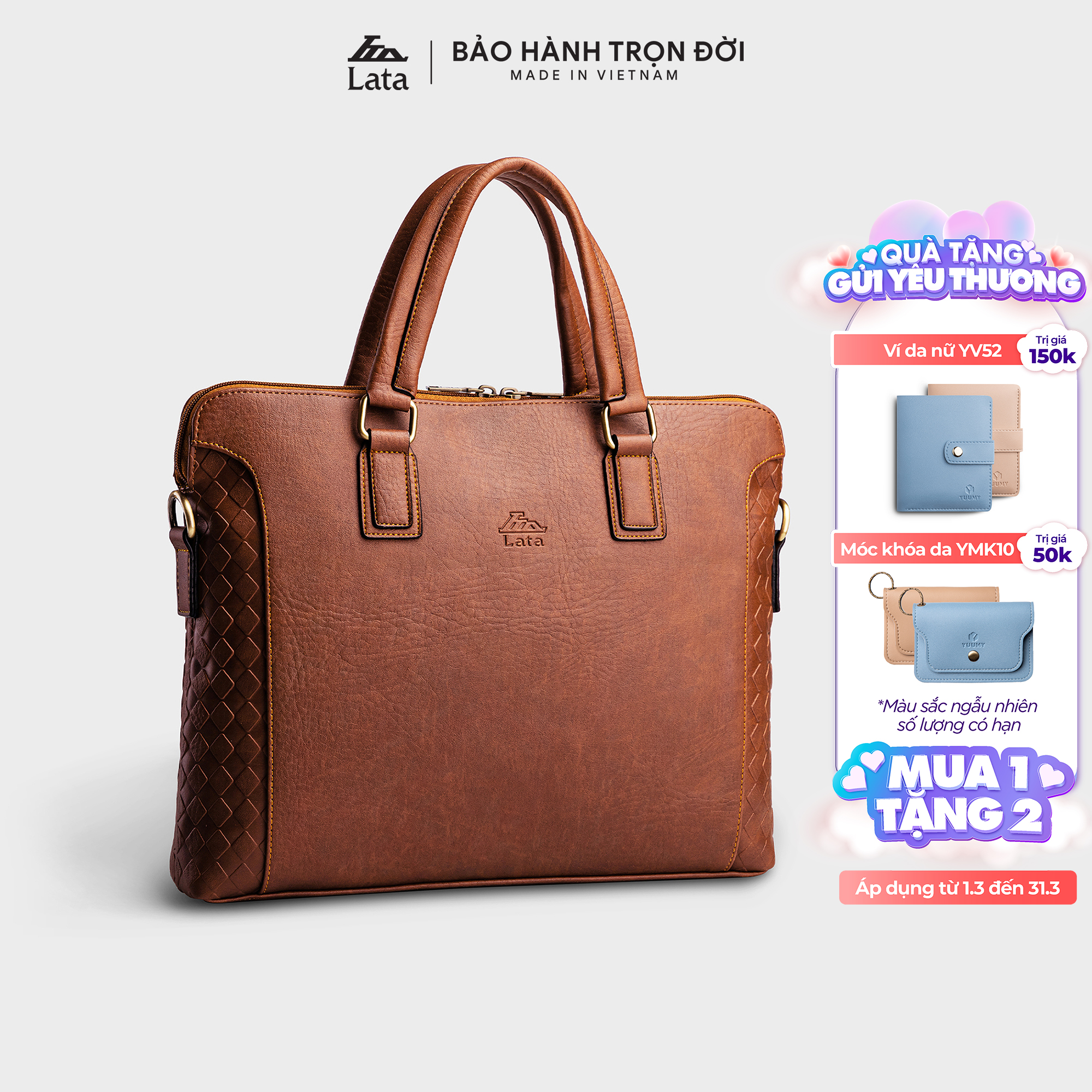 Cặp Công Sở Lata ( Thời trang nam basic đựng laptop 14,6 inch - Cặp da CA28 )