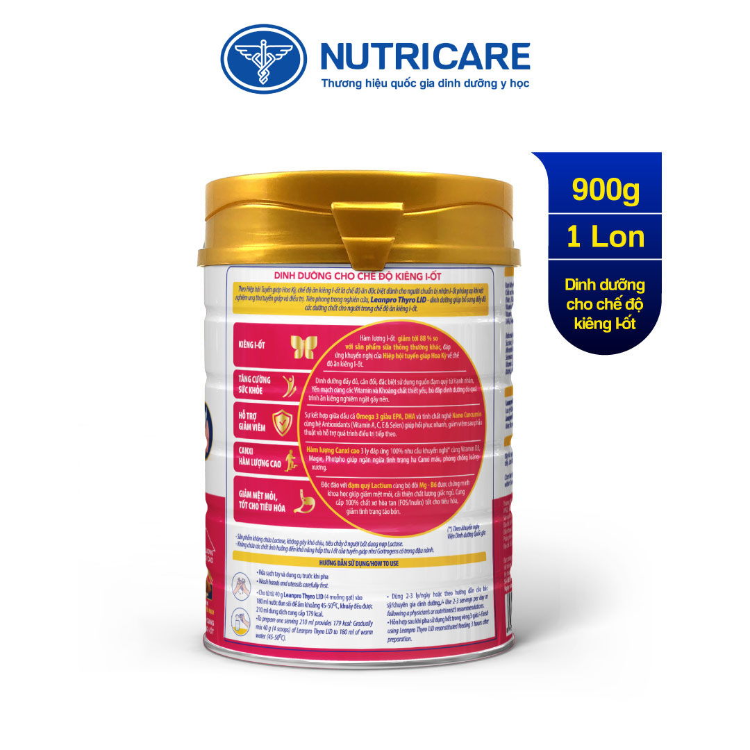 01 lon sữa Leanpro Thyro LID 900g - Dinh dưỡng cho bệnh cường giáp, giai đoạn kiêng I-ốt