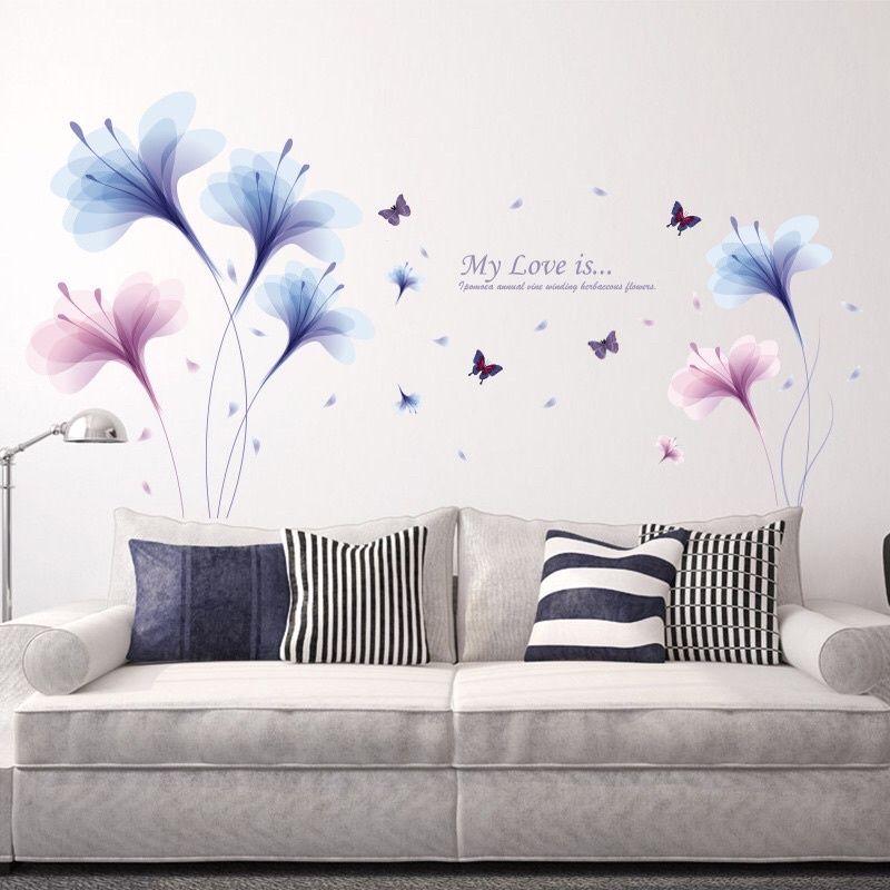 Decal dán tường pha lê tím