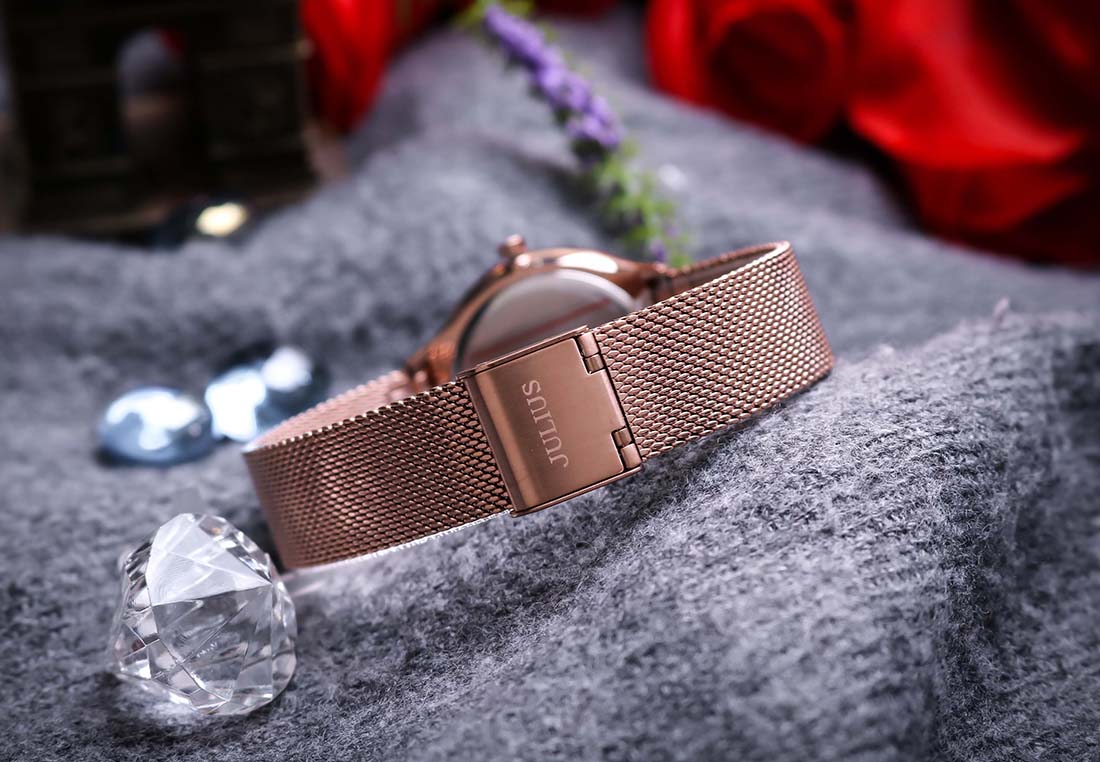 Đồng Hồ Nữ Julius Hàn Quốc JA-1199 Mặt Tròn, Lăng Kính 3D, Máy Quartz, Chống Thấm Nước, Dây Thép Không Gỉ