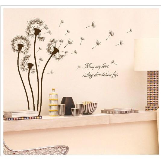 Decal trang trí hoa bồ công anh đen