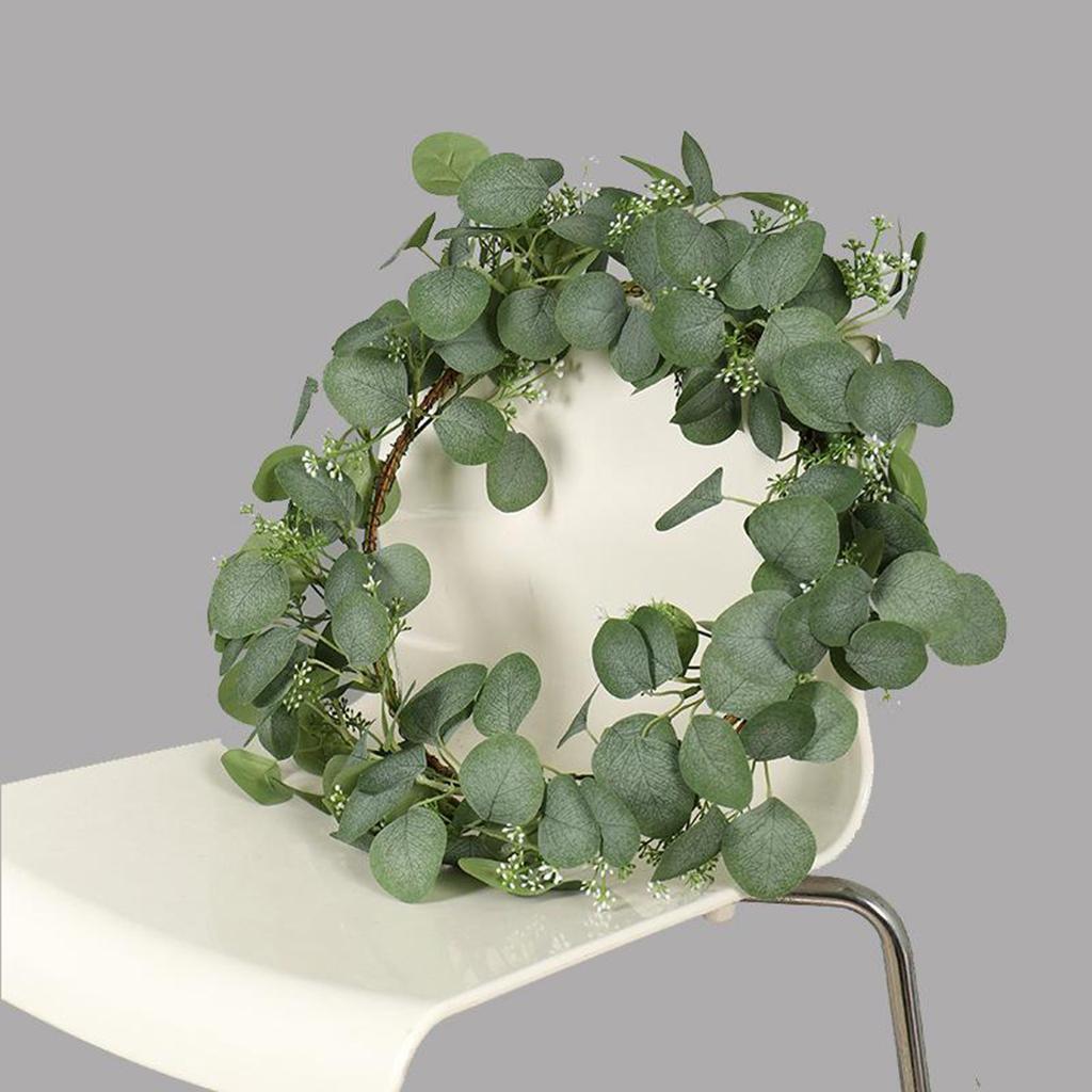 18" Artificial Front Door Wreath Green Leaves Garland Hanging