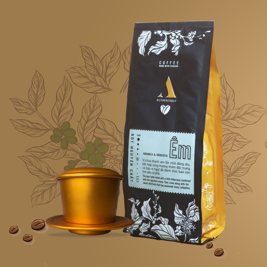 Cà phê rang xay mộc nguyên chất Êm 250gr - Arabica x Robusta - Chua thanh, thơm, vị cân bằng