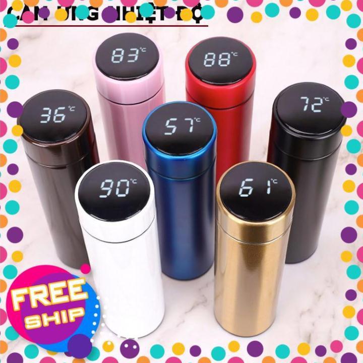 Bình Giữ Nhiệt 500ml Nắp Cảm Ứng Nhiệt Độ Inox 304 Cao cấp-Bình nước hiển thị nhiệt độ nước