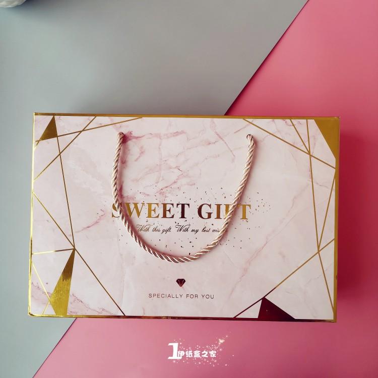 XÉ LẺ Bộ túi giấy +Hộp quà 26 * 16 * 5,5cm đựng quà, In chữ Sweet Gift phong cách châu Âu [Q320