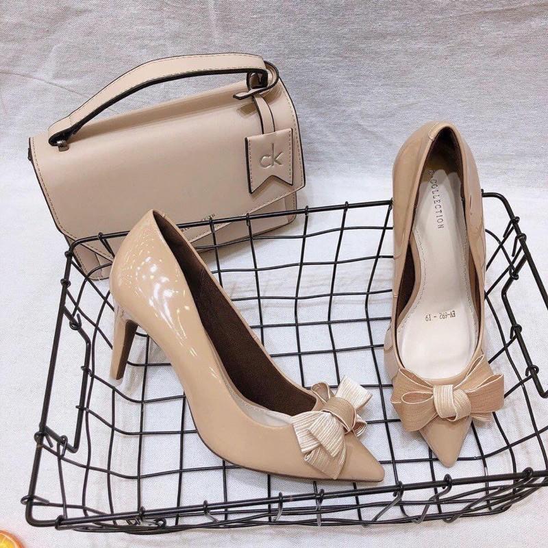 Giầy cao gót thời trang Anna 7 phân nơ bồng