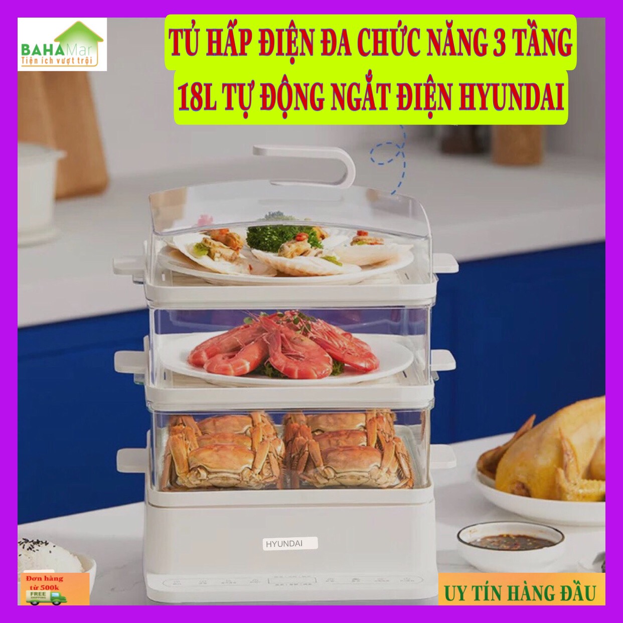 TỦ HẤP ĐIỆN ĐA CHỨC NĂNG 3 TẦNG 18L TỰ ĐỘNG NGẮT ĐIỆN &quot;BAHAMAR&quot; Đa chức năng Gia dụng, tự động ngắt điện