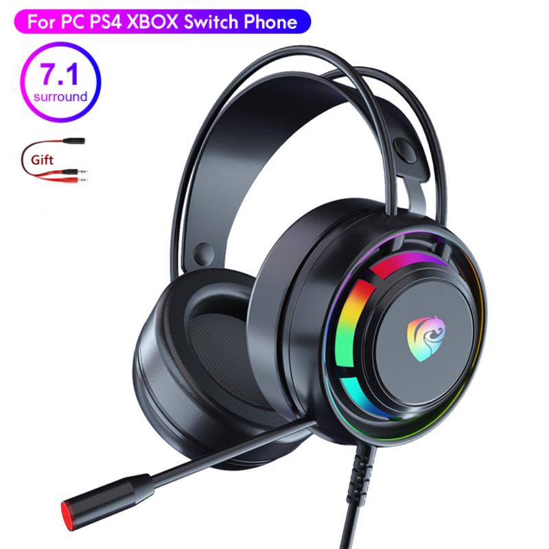 7.1 RGB LED Gaming Tai Nghe Game Thủ Cho Máy Tính PS4 PS5 Xbox Trên Tai Chống Ồn Tai Nghe Có Dây Kèm Micro Máy Tính điện Thoại