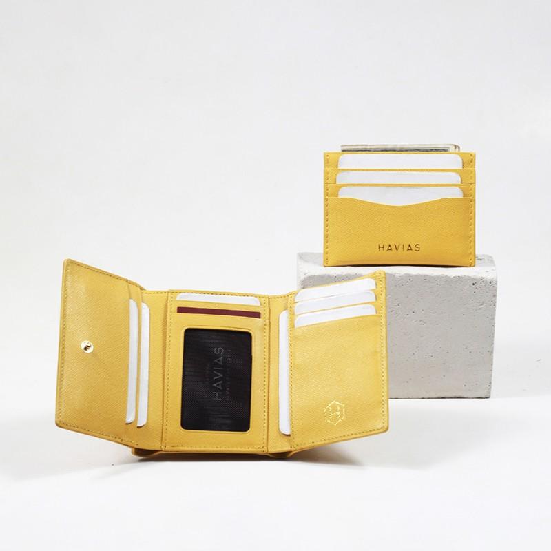 Couple Ví Heart3 Gold Mini Wallet &amp; Mini HAVIAS Pie Yellow