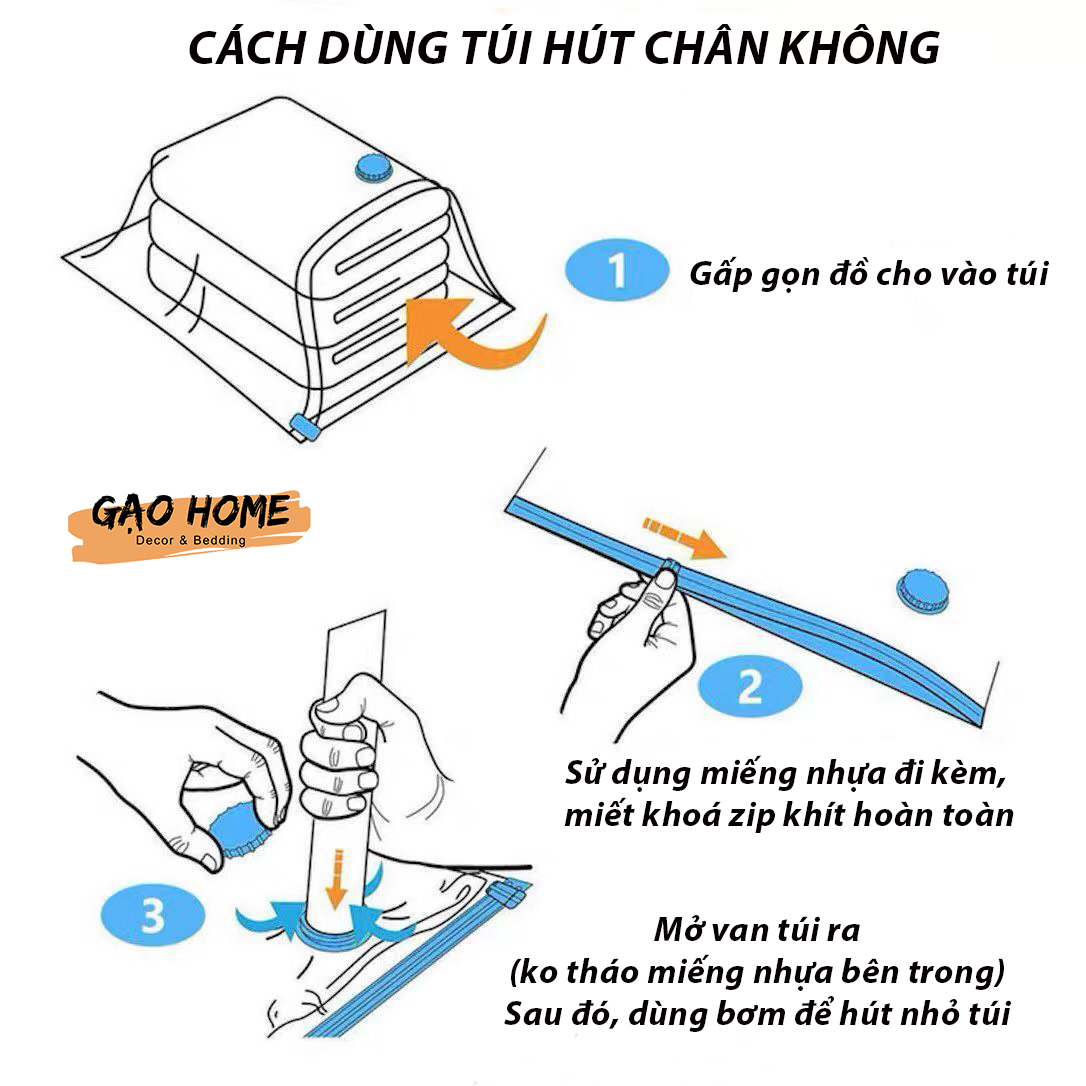 Túi Hút Chân Không Bảo Quản Đựng Chăn Màn, Ga, Gối, Quần Áo, Gọn Gàng, Chống Nấm Mốc Adu79