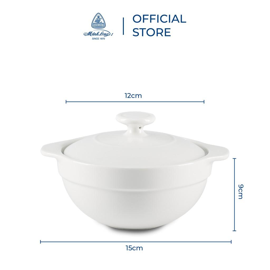 Thố cá nhân cạn Luna 0.3 L + nắp Misc Assortment Trắng Sứ cao cấp Minh Long