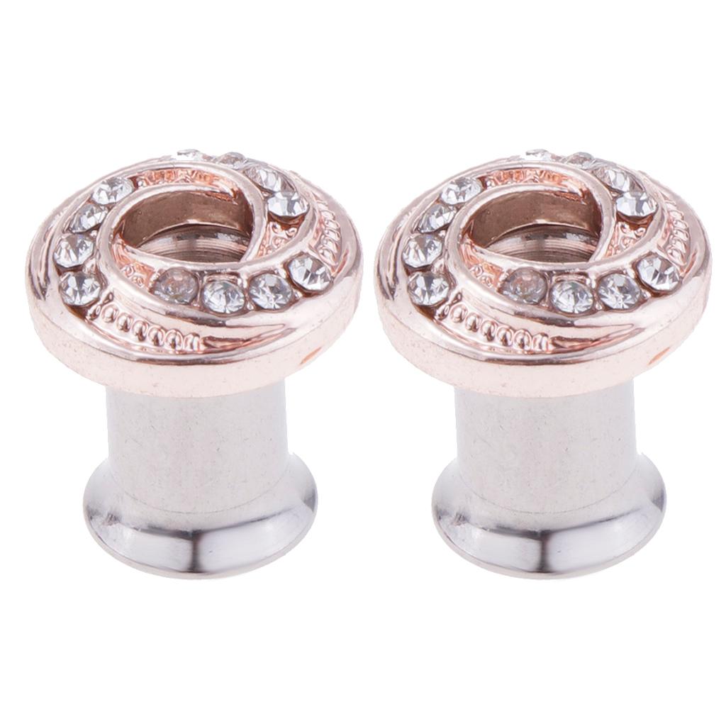 Stainless Piercing Round Ear Expanders Rose Gold Ear Piercing Jewelry  6mm