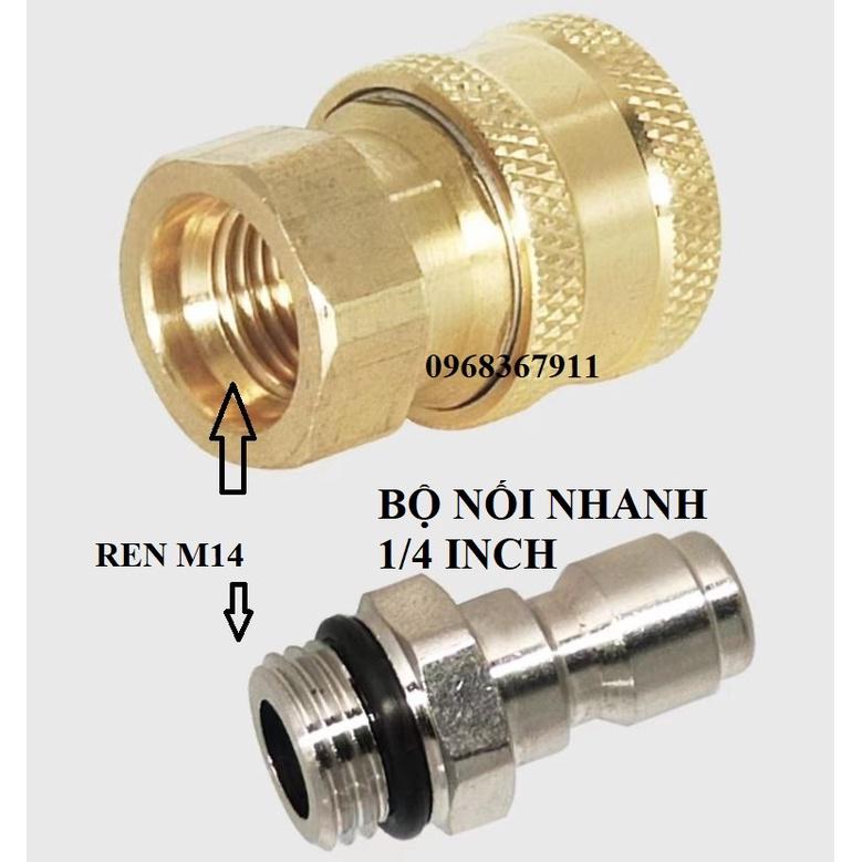 bộ khớp cắm nhanh 1/4 inch ren 14mm dùng cho máy rửa xe