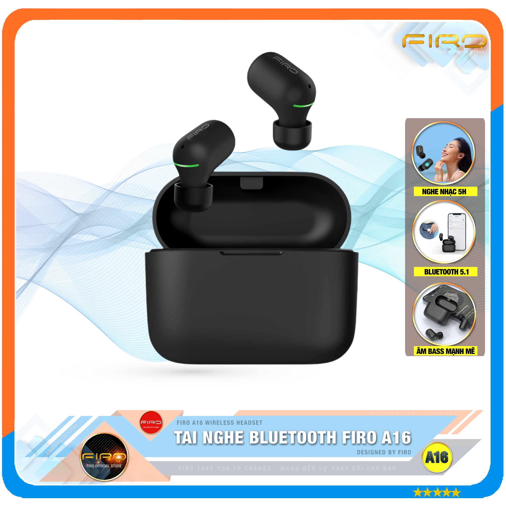 Tai Nghe Bluetooth Nhét Tai Không Dây FIRO A20 - Tai Nghe Bluetooth ENC Giảm Tiếng Ồn Thông Minh - Tai Nghe FIRO A20 Bluetooth 5.3 - Công Nghệ Kháng Nước IPX5 - Tai Nghe Không Dây FIRO A20 - Phù Hợp Với Tất Cả Dòng Máy - Hàng Chính Hãng