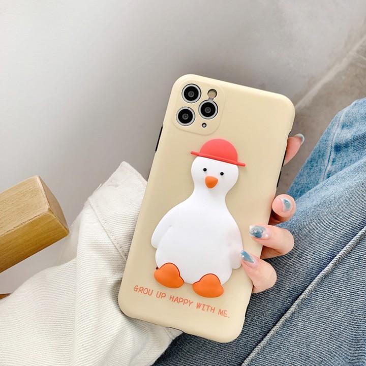 Ốp Lưng cho iPhone 7/8/7Plus/8Plus/X/XS/XSMax/11/11Pro/11ProMax Hình Vịt 3D - Mã TZAC274
