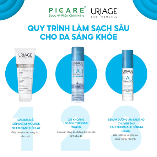 Sữa Rửa Mặt Tạo Bọt Dưỡng Sáng Da Uriage Depiderm White Mousse Nettoyante Eclaircissant
