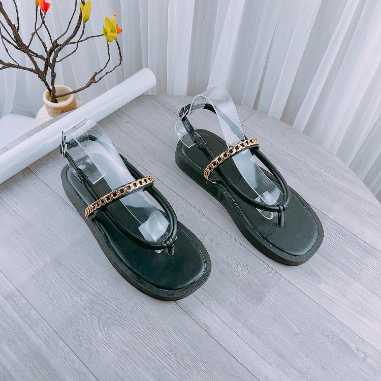 Sandal nữ đế bánh mì DÂY TRÒN QUAI XÍCH NGANG mẫu mới trend