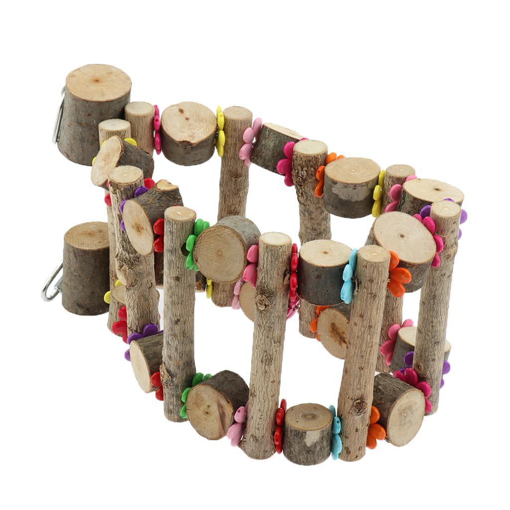 Natural Wood Bird Parrot Chew Toy Bird Cage Swing Toy Parrot Bird Ladder Toy