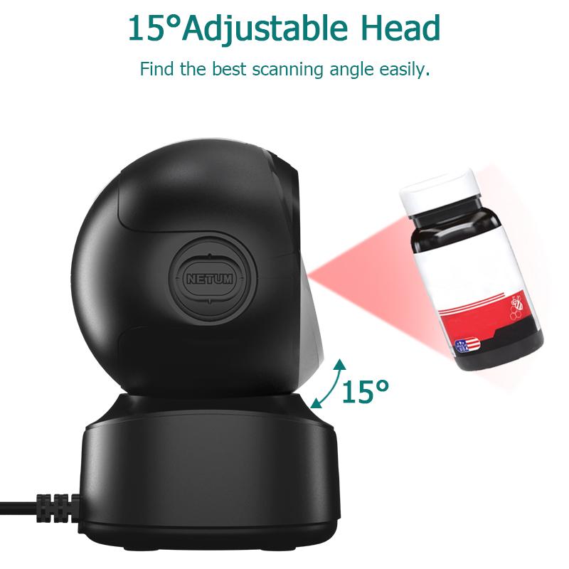 NETUM NT-A5 Máy quét mã vạch 2D để bàn, USB có dây rảnh tay đa hướng Đầu đọc mã vạch lớn Quét mã vạch màn hình 1D QR