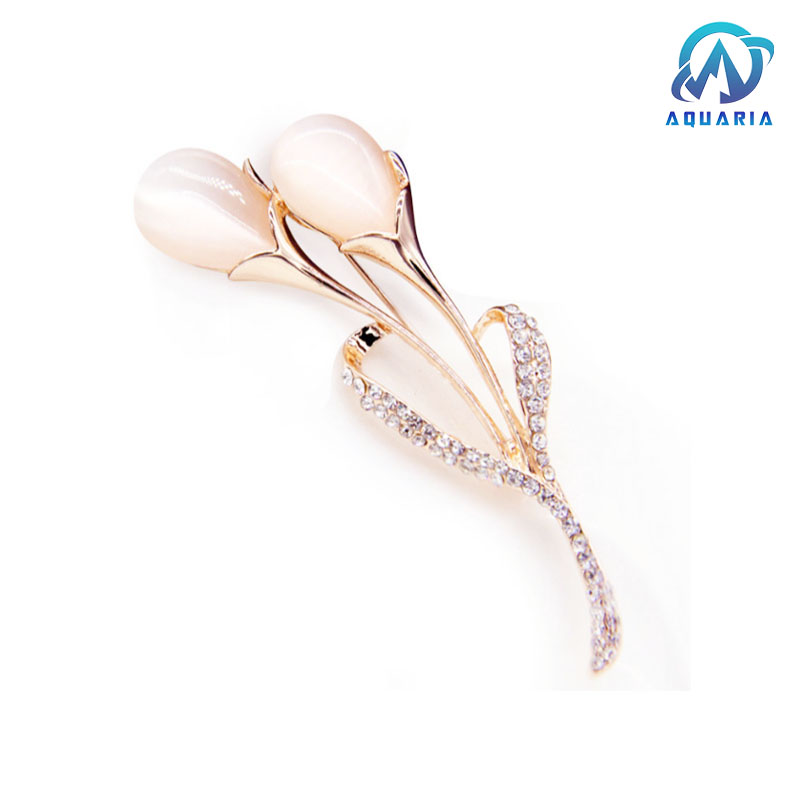 Trâm Cài Áo Nữ Quà Tặng Hoa Tulip Đính Đá Trang Nhã Sang Trọng