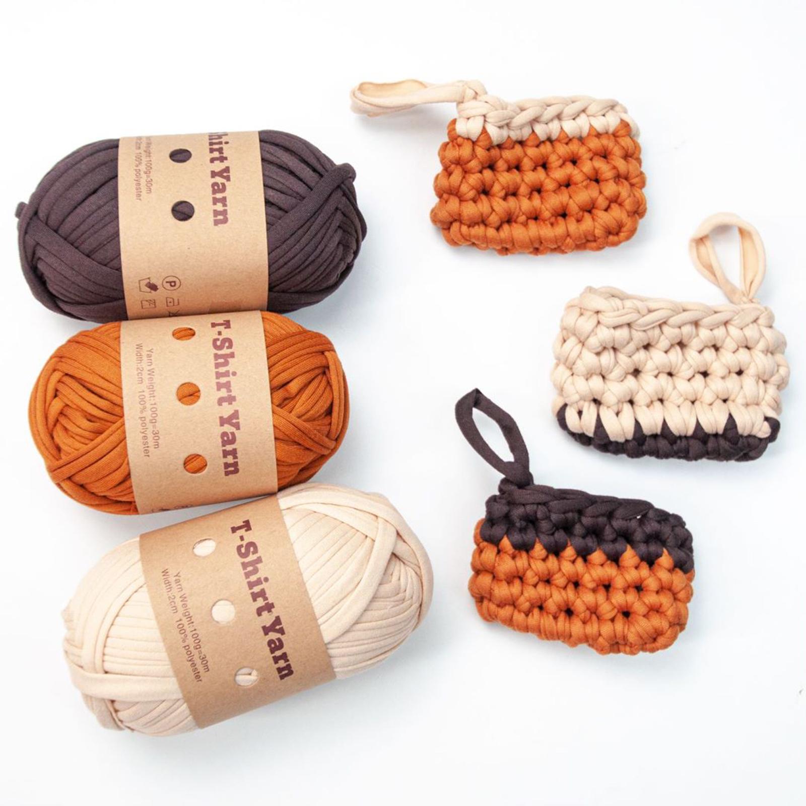 Knitting Yarn Set 6Pcs T-shirt Yarn Elastic Crocheting Projects Chunky Yarn Spaghetti Yarn for Bags Throw Blanket Crochet Carpets Home Decor