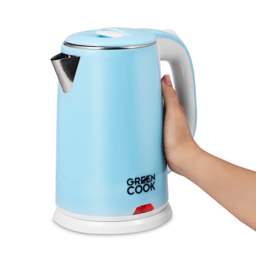 Bình đun inox 304 cao cấp 2 lớp chống bỏng 1,7L Green Cook - GCEK-17S15D - Hàng chính hãng