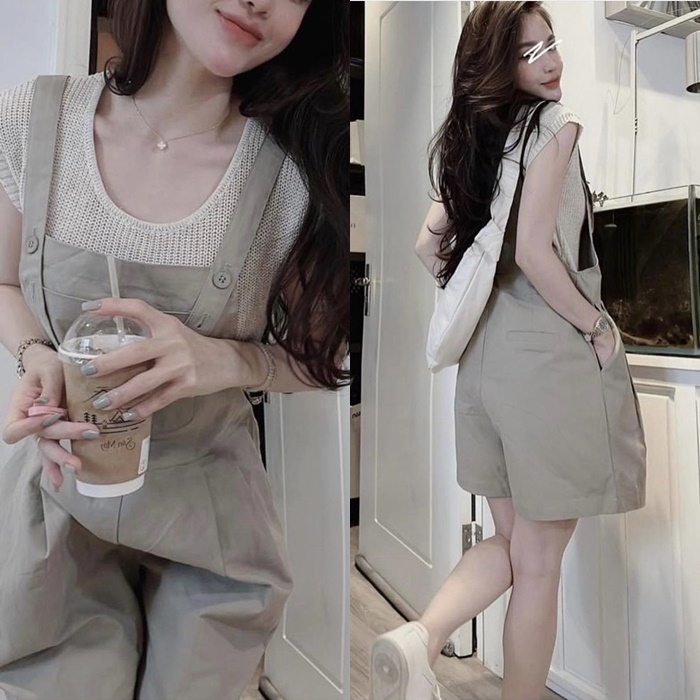 SET JUMPSUIT YẾM QUẦN 2 DÂY CỔ U ỐNG RỘNG LƯNG CAO SUÔNG TRƠN GIẢ VÁY ĐỒ BAY + ÁO CROPTOP THUN ĐI CHƠI DẠO PHỐ ĐI BIỂN ĐI TIỆC