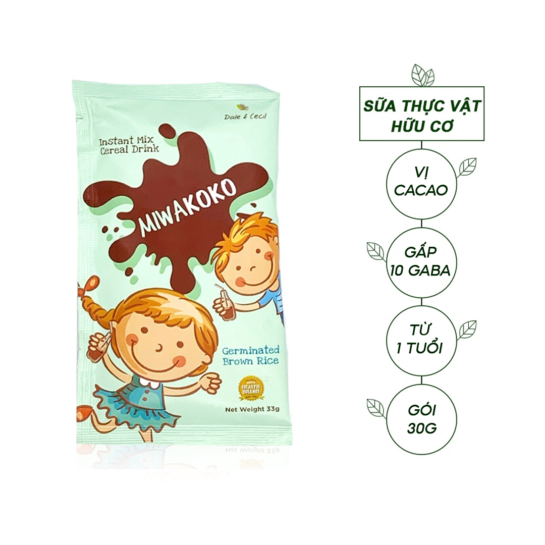 Sữa Hạt Hữu Cơ MIWAKOKO Nhập Khẩu Malaysia, Gói 30g Vị Cacao