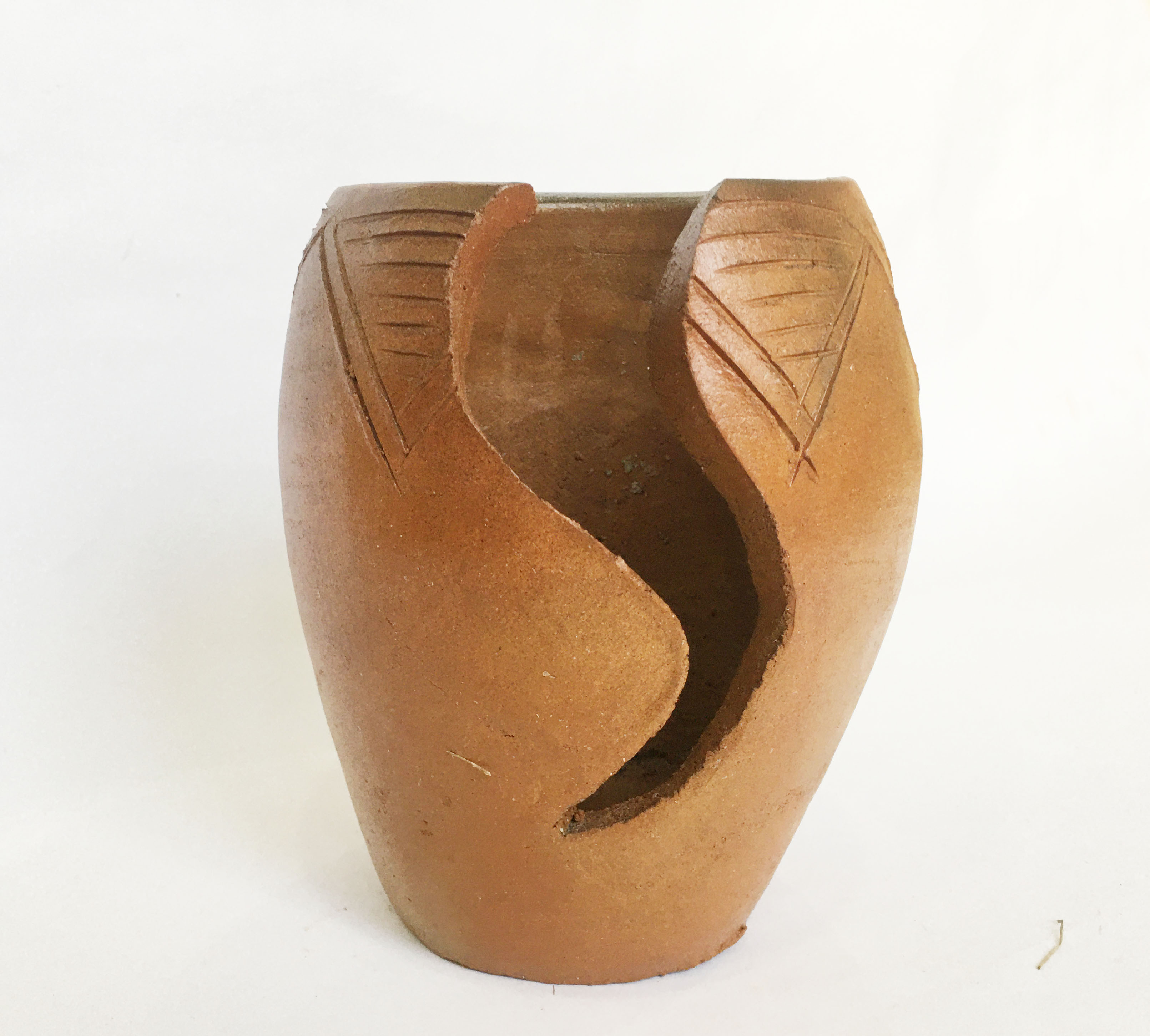 Chậu gốm đất nung trồng sen đá có khoét rãnh - Chậu gốm thủ công Chămpa Bàu Trúc, decor vintage