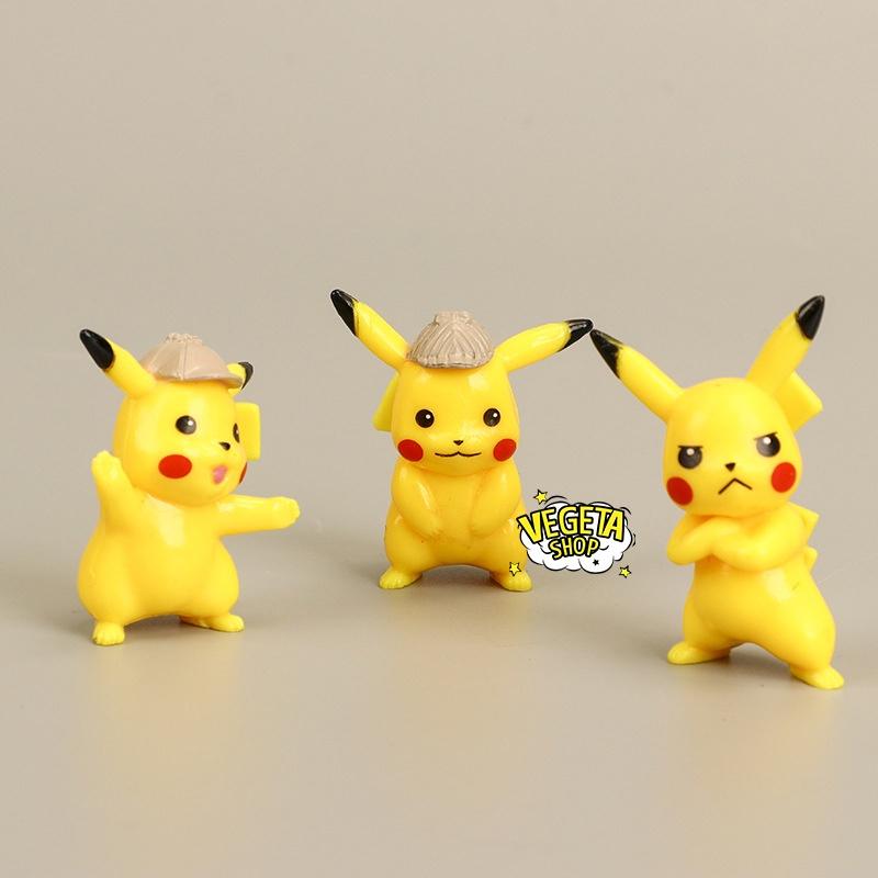 Mô hình Pikachu - Trọn bộ 6 mô hình Pikachu thám tử cực dễ thương - Cao khoảng 3.5 ~ 5cm