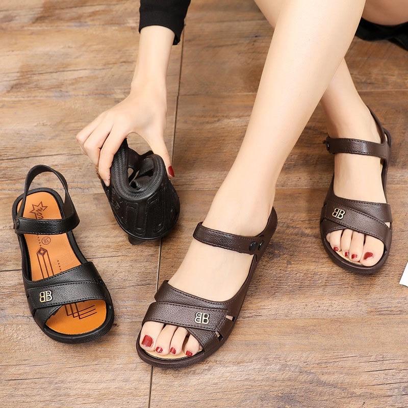 Dép sandal trung niên nữ- dép quai hậu chất liệu cao su siêu êm