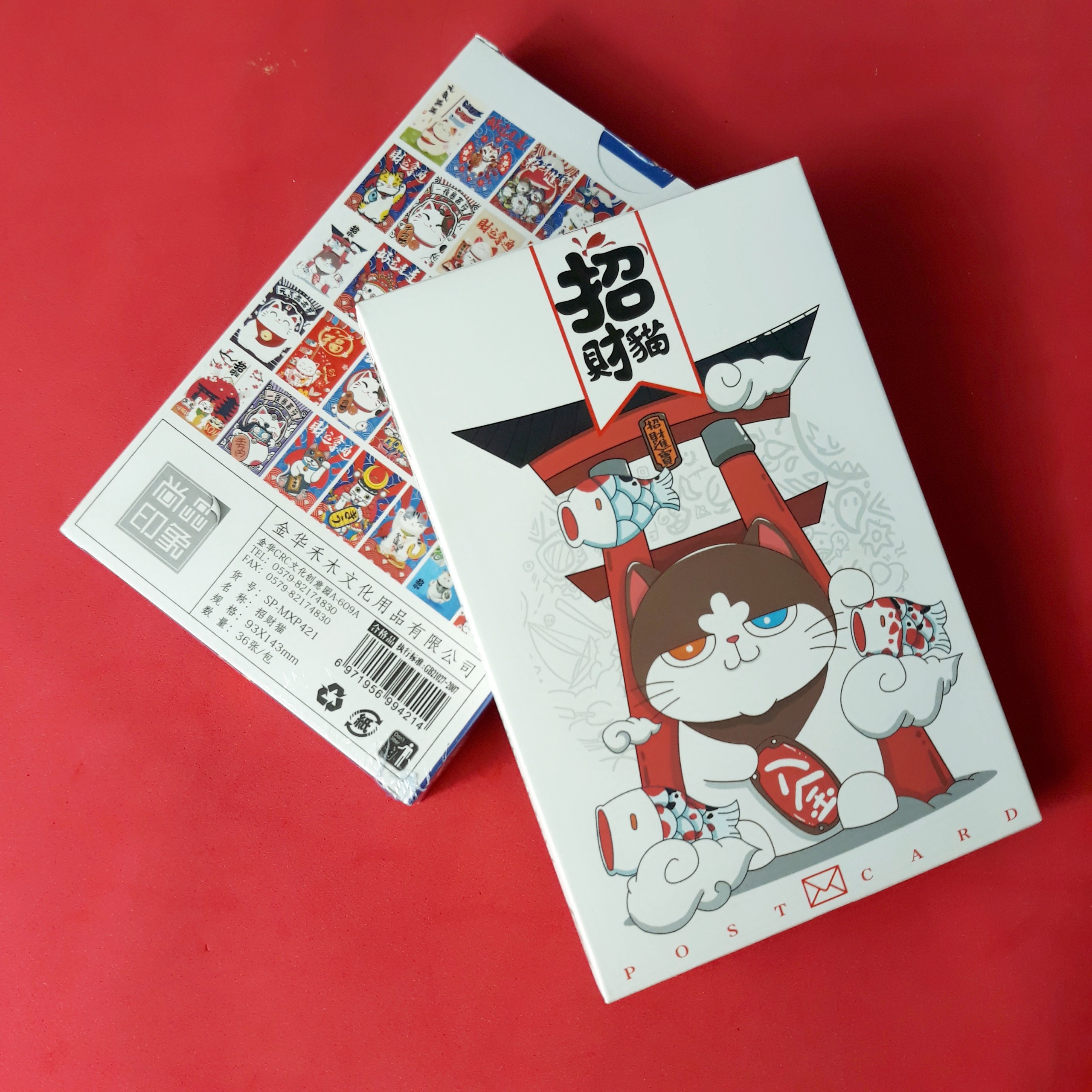 Hộp 36 Post Card Chủ Đề Mèo May Mắn Maneki Neko (9.3 x 14.3cm)