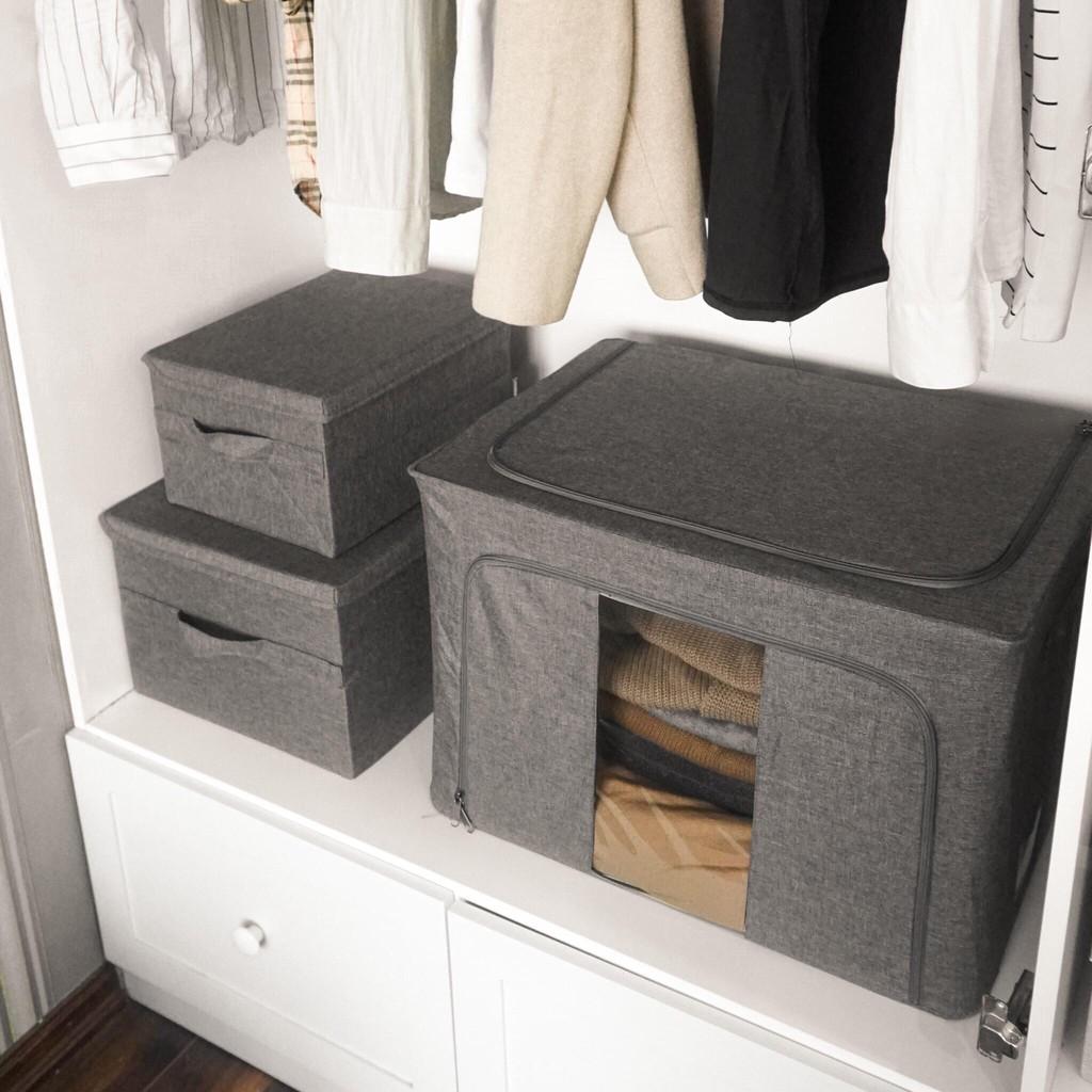Thùng vải canvas khung inox giúp lưu trữ chăn ga tiện gọn theo phong cách Bắc Âu size lớn nhất