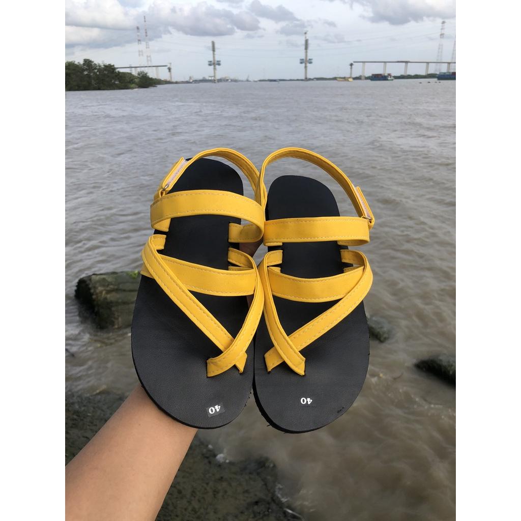 sandal đồng nai dép quai hậu nam nữ ( đế đen quai vàng ) size từ 34 nữ đến 42 nam